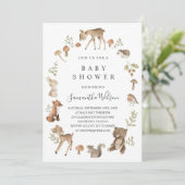 Woodland Animals Spring Baby shower Invitation Kaart (Staand voorkant)