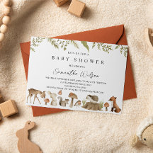 Woodland Animals Spring Baby shower Invitation