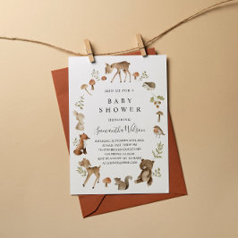 Woodland Animals Spring Baby shower Invitation Kaart