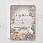 Woodland Animals Striped Baby shower Invitation Kaart (Voorkant)