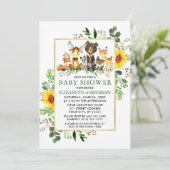 Woodland Animals Sunflower Baby shower Kaart (Staand voorkant)
