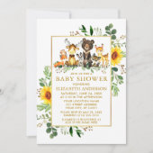 Woodland Animals Sunflower Baby shower Kaart (Voorkant)