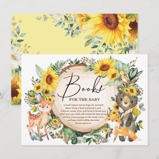 Woodland Animals Sunflower Greenery Books for Baby Informatiekaartje (Voorkant / Achterkant)