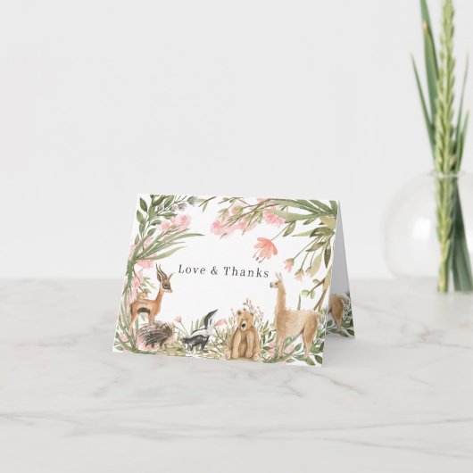 Woodland Animals | Sweet Spring Floral Hartelijk d Bedankkaart (Voorkant)
