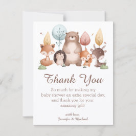woodland animals thank you baby shower stylish notitiekaartje