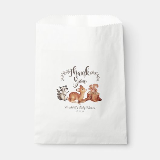Woodland Animals Thmed Favor Bag Bedankzakje (Voorkant)