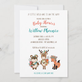 Woodland Animals Tribal Boho Baby shower Invite Kaart