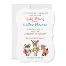Woodland Animals Tribal Boho Baby shower Invite