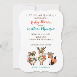 Woodland Animals Tribal Boho Baby shower Invite Kaart