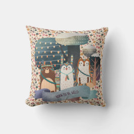Woodland Animals Tribal Pillow - Geboren als wild Kussen