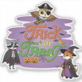 Woodland Animals Trick or treat Cartoon Halloween Sticker (Voorkant)