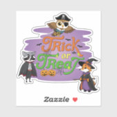 Woodland Animals Trick or treat Cartoon Halloween Sticker (Vel)