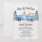 Woodland Animals Truck Baby shower Invitation Kaart (Voorkant / Achterkant)