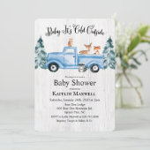 Woodland Animals Truck Baby shower Invitation Kaart (Staand voorkant)