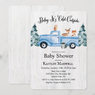 Woodland Animals Truck Baby shower Invitation Kaart