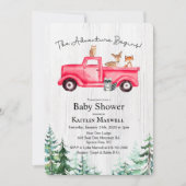 Woodland Animals Truck Baby shower Invitation Kaart (Voorkant)