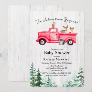 Woodland Animals Truck Baby shower Invitation Kaart