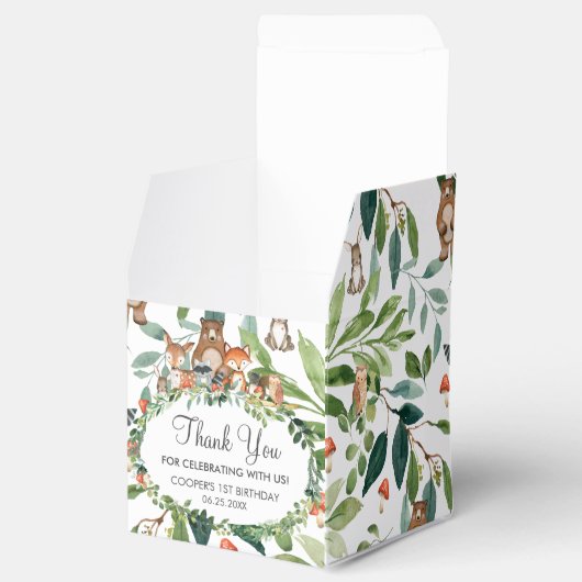 Woodland Animals Verjaardag Baby shower Dank u Bedankdoosjes (Geopend)