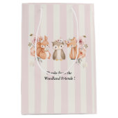 Woodland Animals Verjaardag Gift Bag | Rustic Pink Medium Cadeauzakje (Voorkant)
