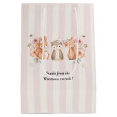 Woodland Animals Verjaardag Gift Bag | Rustic Pink Medium Cadeauzakje (Achterkant)