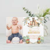 Woodland Animals Verjaardag Kaart (Staand voorkant)