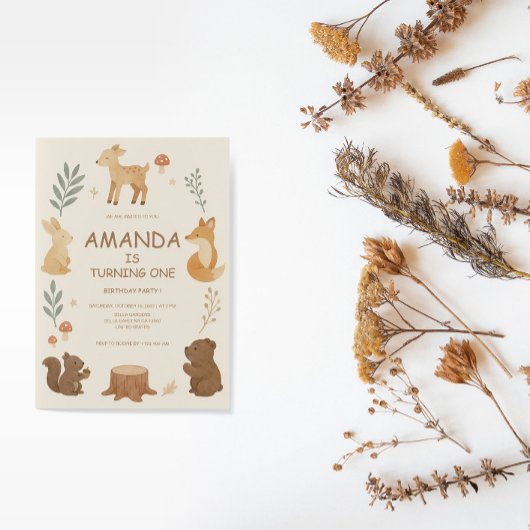 Woodland Animals Verjaardag Kaart