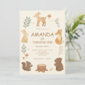 Woodland Animals Verjaardag Kaart (Staand voorkant)