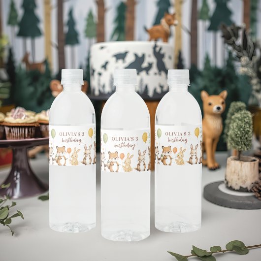 Woodland Animals Verjaardag Kinder Waterfles Etiket