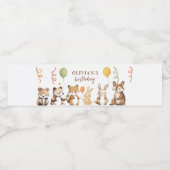 Woodland Animals Verjaardag Kinder Waterfles Etiket (Enkel label)