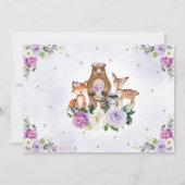 Woodland Animals Verjaardag Lavendel Paarse Bloeme Kaart (Achterkant)