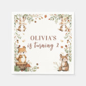 Woodland Animals Verjaardag servetten | rustiek bo (Voorkant)