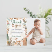 Woodland Animals Verjaardagsfoto Dank u kaart (Staand voorkant)