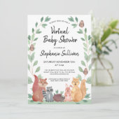 Woodland Animals Virtual Baby shower Kaart (Staand voorkant)