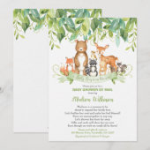 Woodland Animals Virtual Baby shower Mail Greenery Kaart (Voorkant / Achterkant)