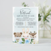 Woodland Animals Virtual Baby shower nodigt jongen Kaart (Staand voorkant)