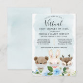 Woodland Animals Virtual Baby shower nodigt jongen Kaart (Voorkant / Achterkant)