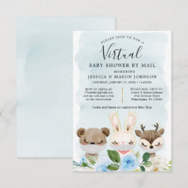 Woodland Animals Virtual Baby shower nodigt jongen Kaart