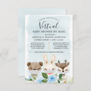 Woodland Animals Virtual Baby shower nodigt jongen Kaart