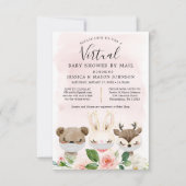 Woodland Animals Virtual Baby shower nodigt meisje Kaart (Voorkant)
