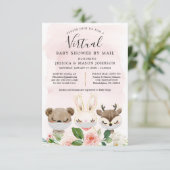 Woodland Animals Virtual Baby shower nodigt meisje Kaart (Staand voorkant)