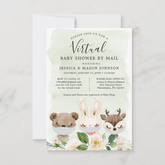 Woodland Animals Virtual Baby shower nodigt uit to Kaart (Voorkant)
