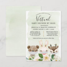 Woodland Animals Virtual Baby shower nodigt uit to