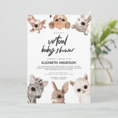 Woodland Animals Virtual Modern Baby shower Kaart (Staand voorkant)