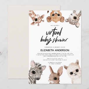 Woodland Animals Virtual Modern Baby shower Kaart