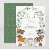 Woodland Animals Virtual Quarantine Baby shower Bedankkaart (Voorkant / Achterkant)