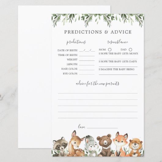 Woodland Animals Voorspellingen en Advies Kaart (Voorkant / Achterkant)