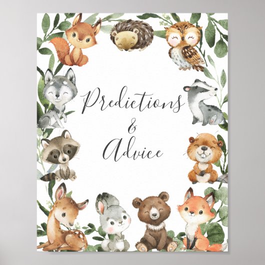 Woodland Animals Voorspellingen en Advies Sign Poster (Voorkant)