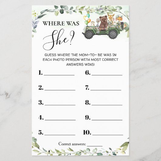 Woodland Animals Waar was de Kaart van het schoene (Voorkant)