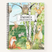 Woodland Animals Waterverf Aangepaste naam Notitieboek (Voorkant)