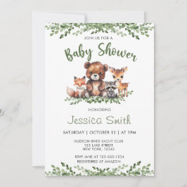 WOODLAND ANIMALS WATERVERF BABY SHOWER KAART